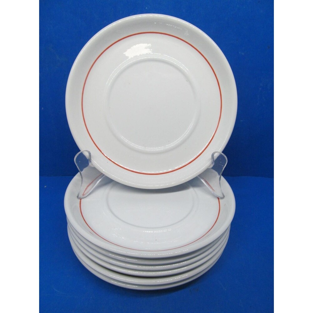 Midwinter Stonehenge Crocus Orange Stripe 6 1/4" Saucer Plates Set of 7